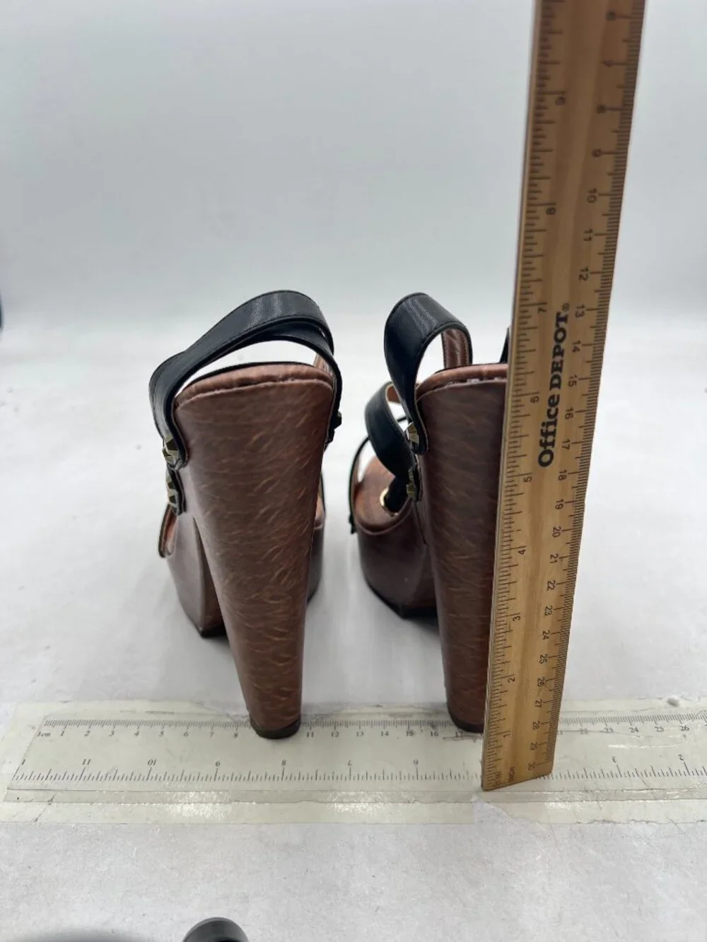 FSJ Black Open Toe Triple Buckle Straps Clog Heels Studded Platform Sandals